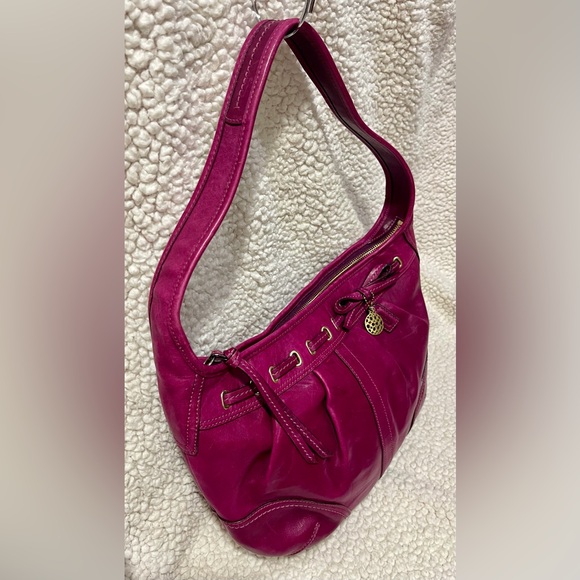 Coach Pleated Hamilton Hobo Leather Bag In Magenta Pink Shoulder Bag Vintage - Picture 5 of 10